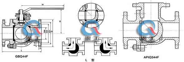 手動(dòng)三通L型球閥 (結(jié)構(gòu)尺寸圖)